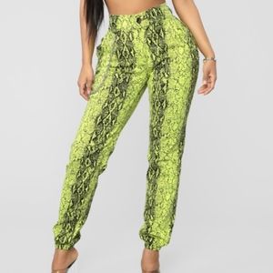 Dangerous Diva Snakeskin Jogger - Neon Yellow